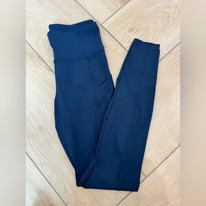 lululemon Navy Blue High-Rise Leggings with Raw hem